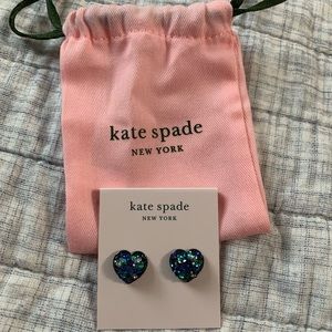 Kate Spade Something Sparkly Blue Multi Heart Earrings